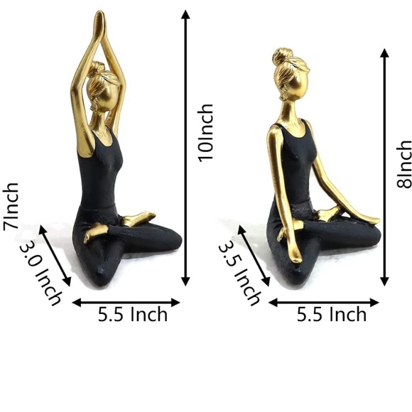 Large Meditation Yoga Pose Resin Statue Decor Set (8 and 10 in.) - Picture 7 of 9